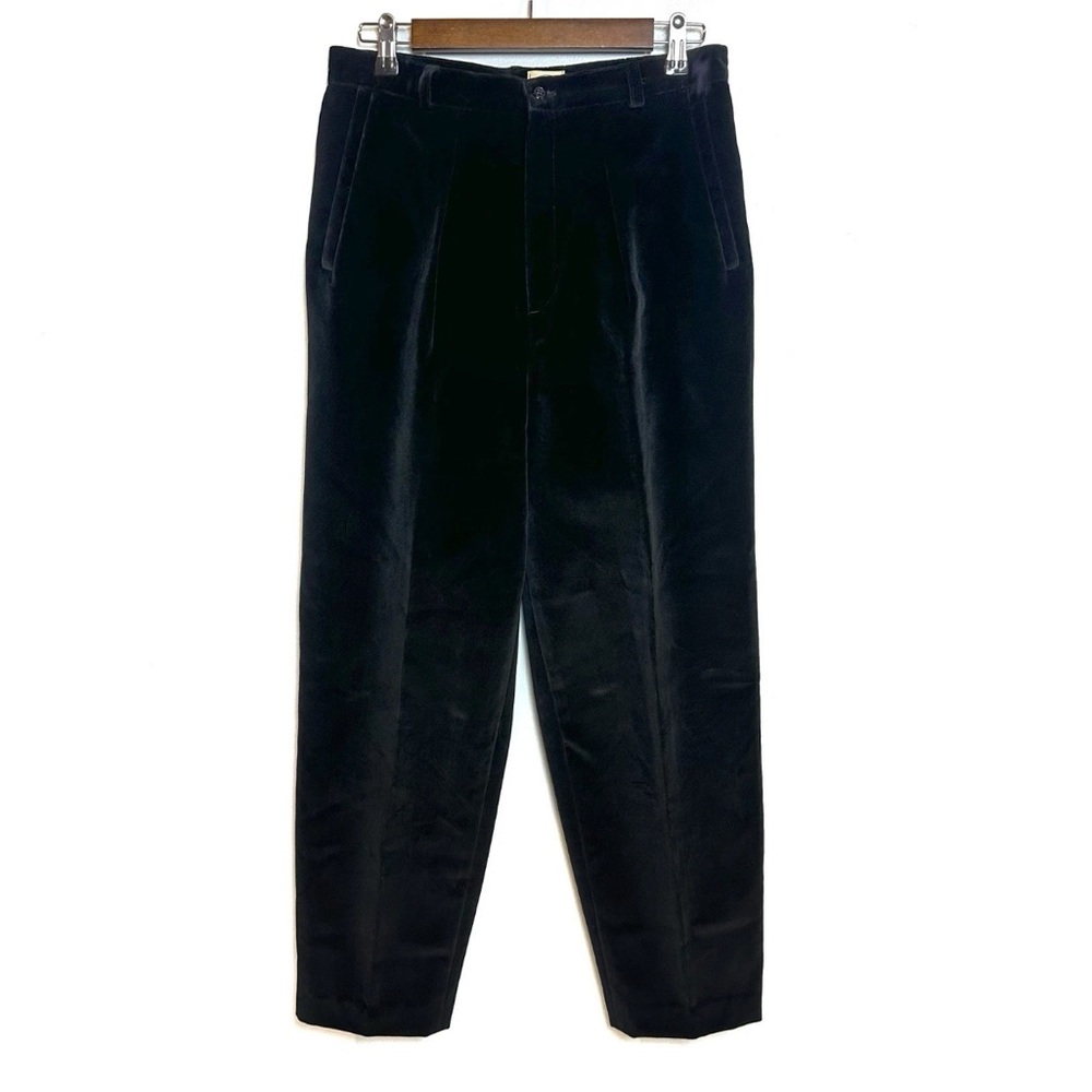 Classic High-Waist Black Velvet Trousers
